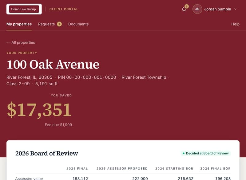 A property page with the savings report
