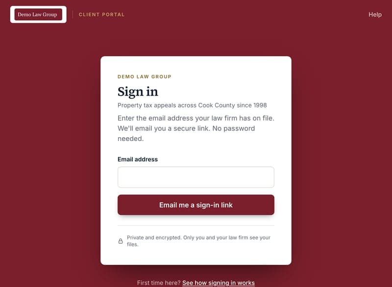The Sign in page with an email field